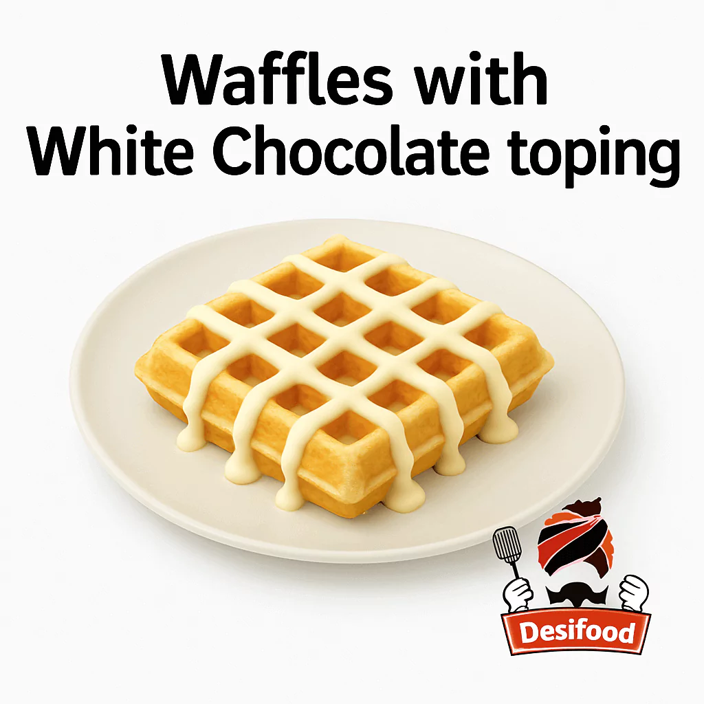 Waffles with White Chocolate topping