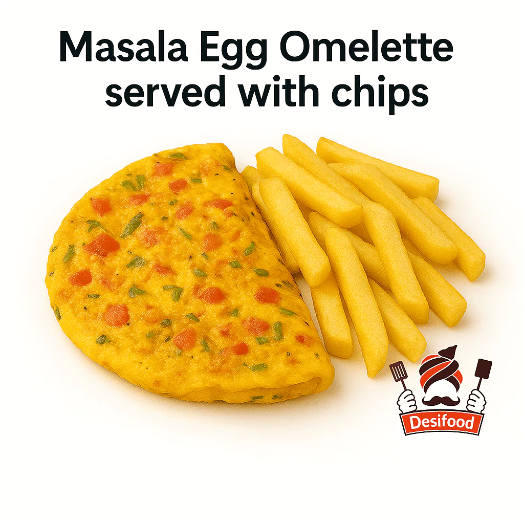 Masala Egg Omelette served with chips