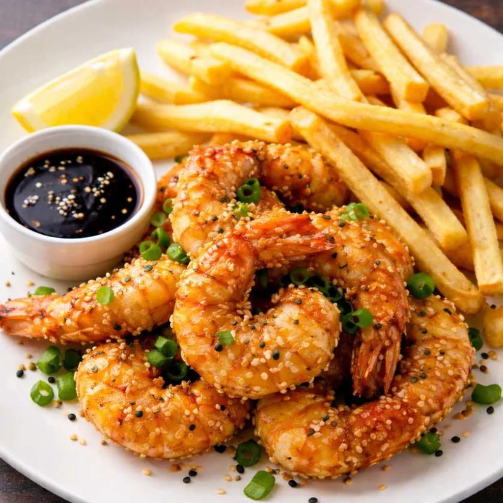 Sesame Fried Prawns with Fries